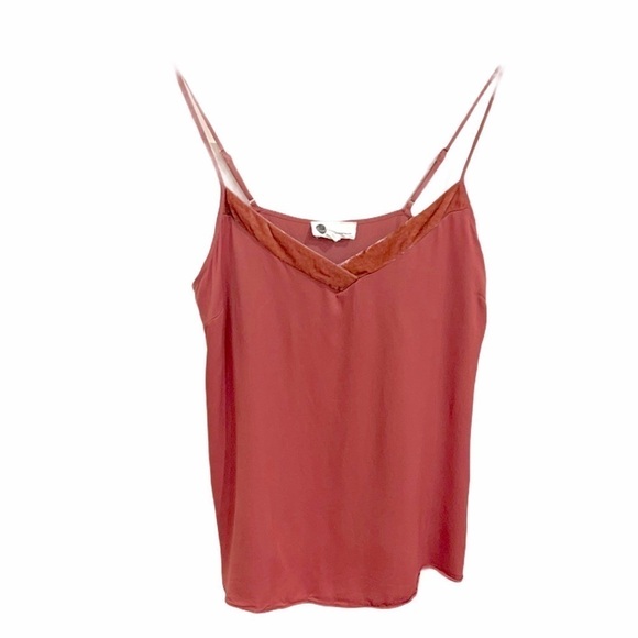 Anthropologie satin velvet trimmed Strappy top - Picture 1 of 6